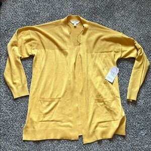 Time and Tru Mustard Open Front Cardigan large NWT